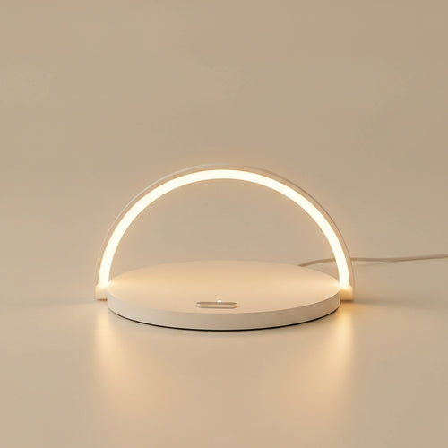 Mizuvo arc LED lamp in white, front view